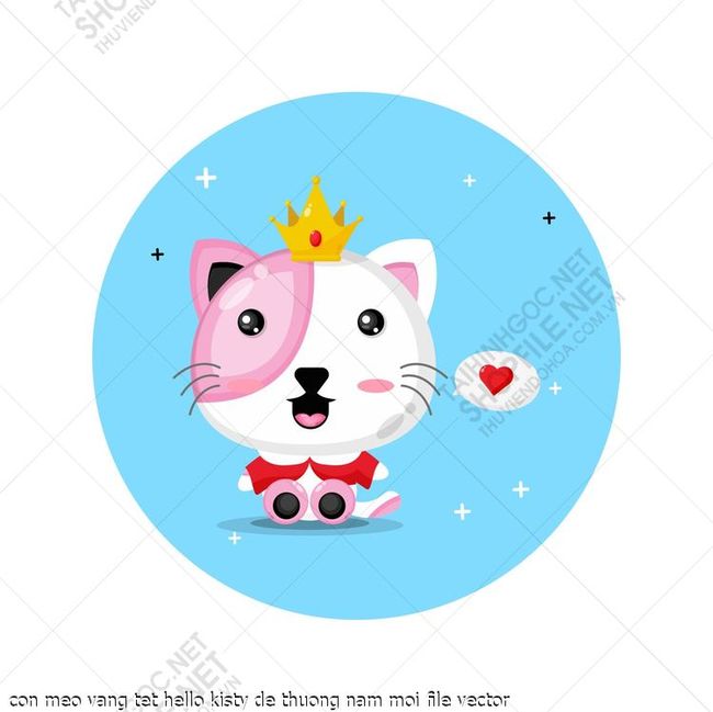 con meo vang tet hello kisty de thuong nam moi file vector